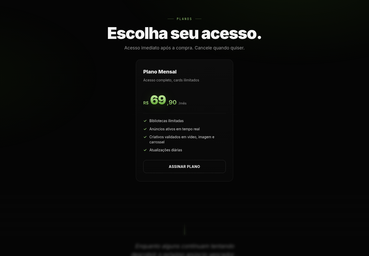 Planos na landing